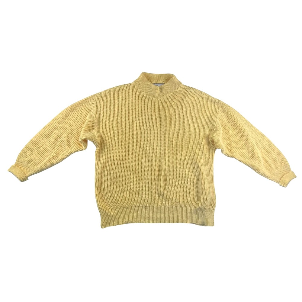 A'Milano Vintage Yellow Mock Neck Shaker Knit Sweater Ramie Blend Large